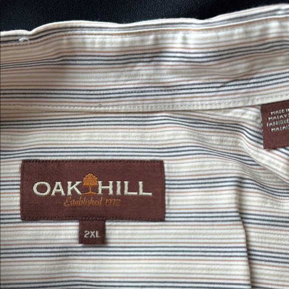 Oak Hill Tan Casual Button Down Shirt with Stripes - Picture 2 of 7